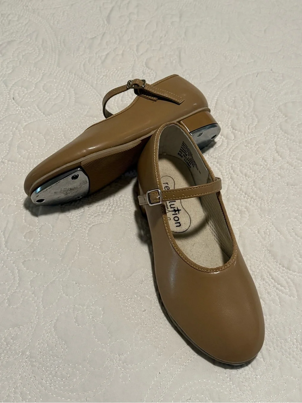 Revolution Mary Jane Dance Tap Kids Shoes in Nude Tan style 826